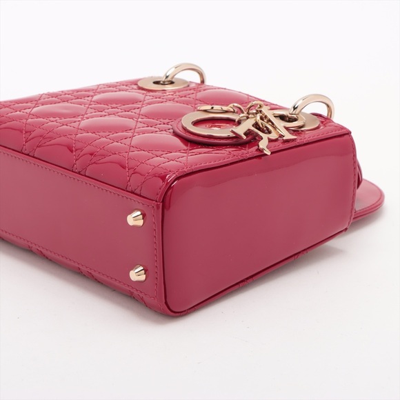 Christian Dior Lady Dior Mini Patent Red - Picture 3 of 9